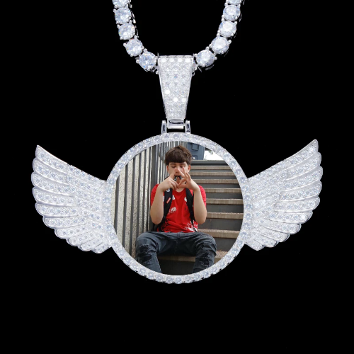 925S & VVS Moissanite 3D Wing Custom Picture Pendant