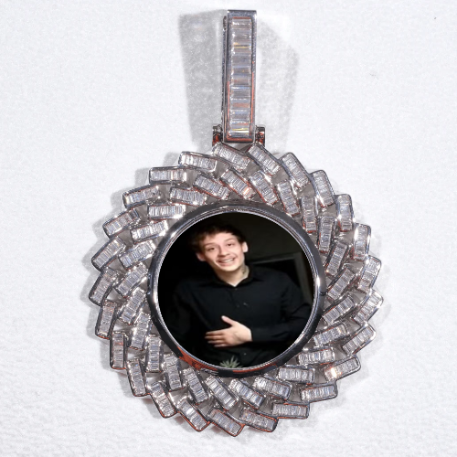 Large 3D Baguette Custom Picture Pendant