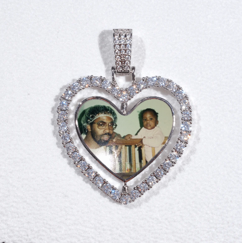 3D Spinning 2-Faced Heart Custom Picture Pendant