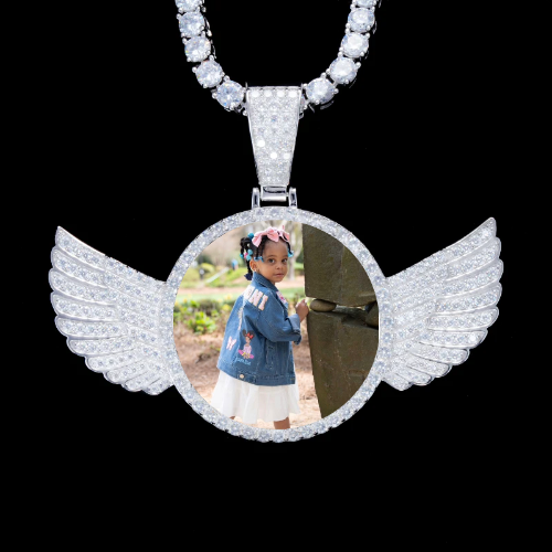 925S & VVS Moissanite 3D Wing Custom Picture Pendant