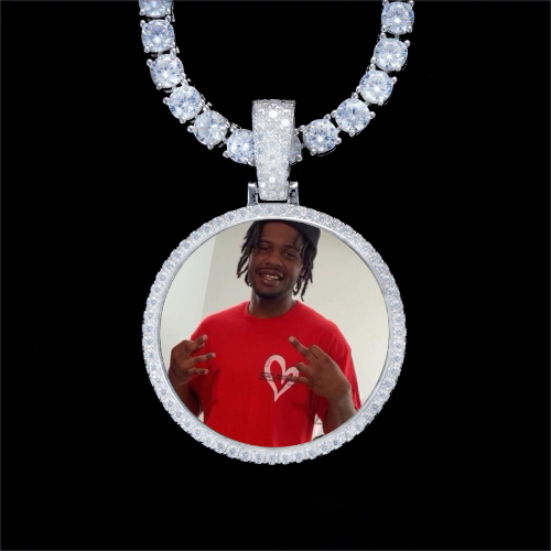 925S & VVS Moissanite 3D Circle Custom Picture Pendant