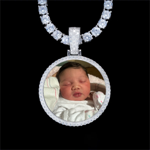 925S & VVS Moissanite 3D Circle Custom Picture Pendant