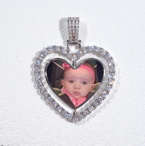 3D Spinning 2-Faced Heart Custom Picture Pendant