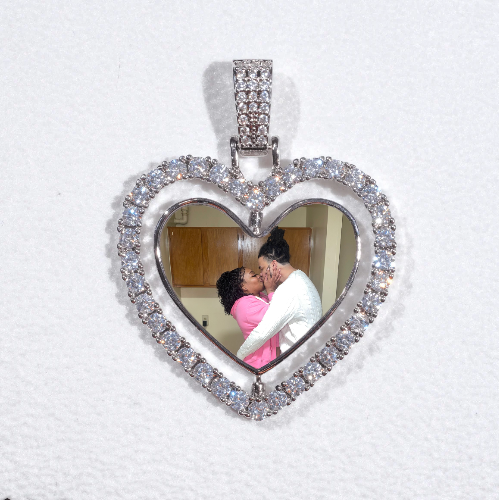3D Spinning 2-Faced Heart Custom Picture Pendant