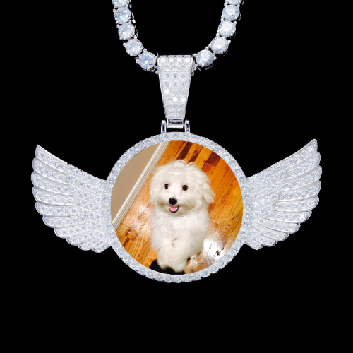 925S & VVS Moissanite 3D Wing Custom Picture Pendant