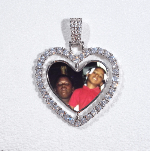 3D Spinning 2-Faced Heart Custom Picture Pendant