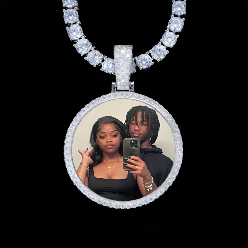 925S & VVS Moissanite 3D Circle Custom Picture Pendant