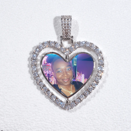 3D Spinning 2-Faced Heart Custom Picture Pendant