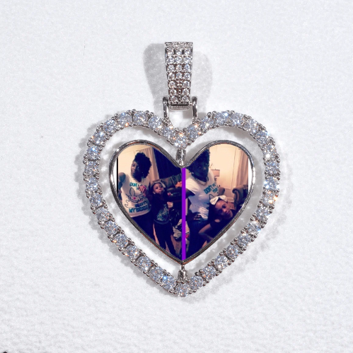 3D Spinning 2-Faced Heart Custom Picture Pendant