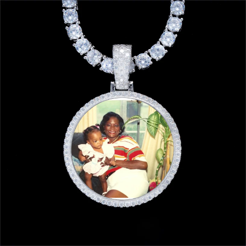925S & VVS Moissanite 3D Circle Custom Picture Pendant