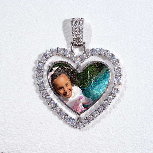 3D Spinning 2-Faced Heart Custom Picture Pendant