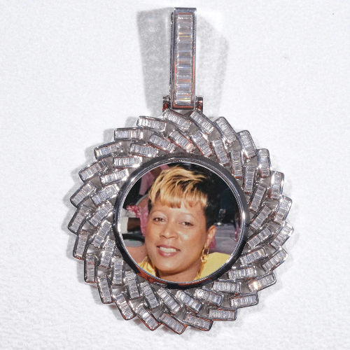 Large 3D Baguette Custom Picture Pendant