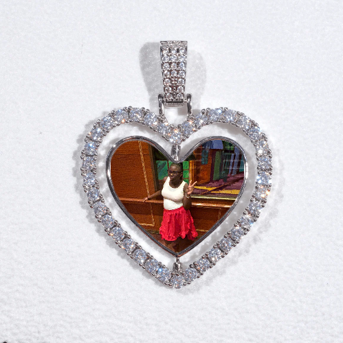 3D Spinning 2-Faced Heart Custom Picture Pendant