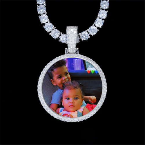 925S & VVS Moissanite 3D Circle Custom Picture Pendant