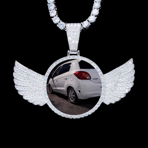 925S & VVS Moissanite 3D Wing Custom Picture Pendant