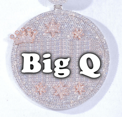 CUSTOM LETTER NECKLACE 3D BIG CROWN DISC