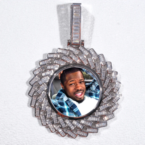 Large 3D Baguette Custom Picture Pendant