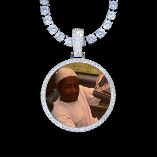 925S & VVS Moissanite 3D Circle Custom Picture Pendant