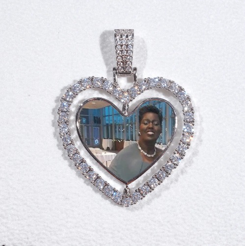 3D Spinning 2-Faced Heart Custom Picture Pendant