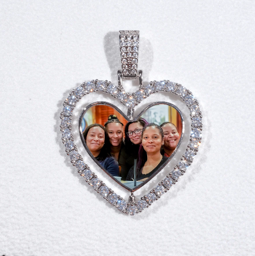 3D Spinning 2-Faced Heart Custom Picture Pendant
