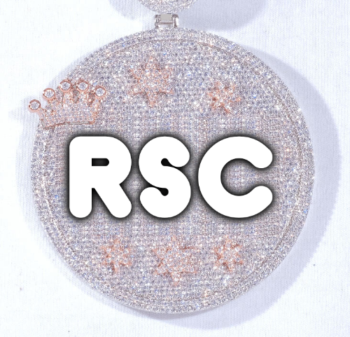 CUSTOM LETTER NECKLACE 3D BIG CROWN DISC
