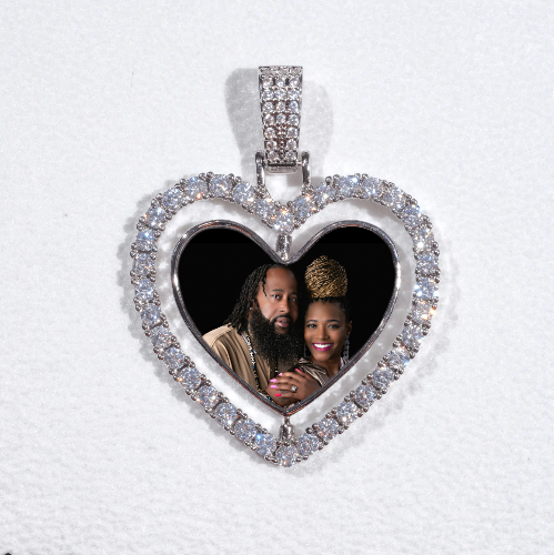 3D Spinning 2-Faced Heart Custom Picture Pendant