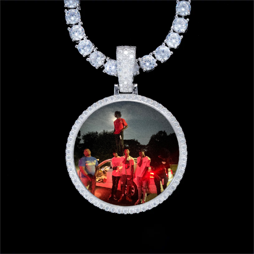 925S & VVS Moissanite 3D Circle Custom Picture Pendant
