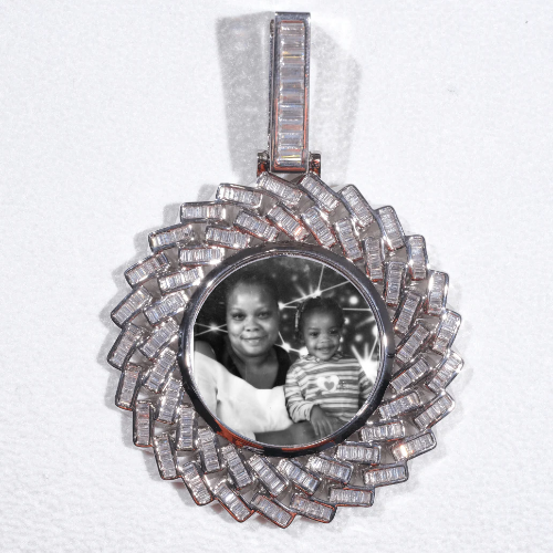 Large 3D Baguette Custom Picture Pendant