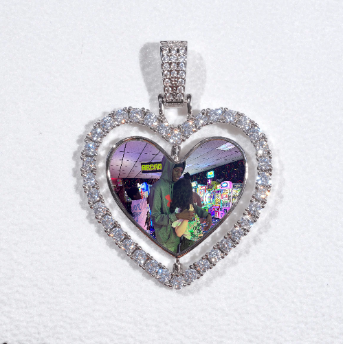 3D Spinning 2-Faced Heart Custom Picture Pendant