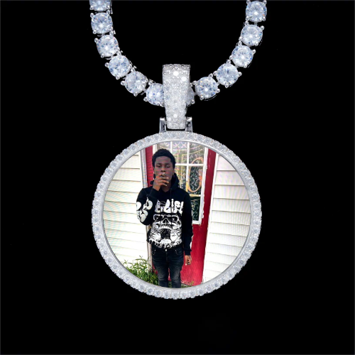 925S & VVS Moissanite 3D Circle Custom Picture Pendant