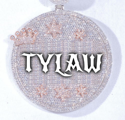CUSTOM LETTER NECKLACE 3D BIG CROWN DISC