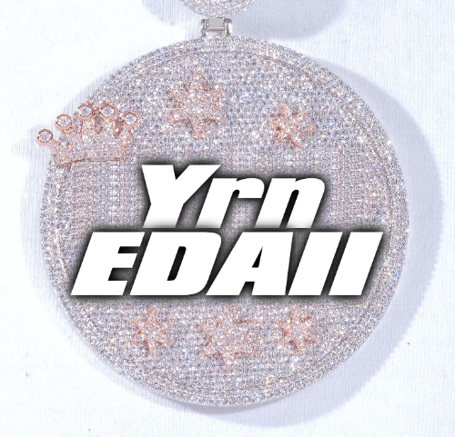 CUSTOM LETTER NECKLACE 3D BIG CROWN DISC