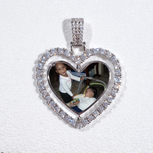 3D Spinning 2-Faced Heart Custom Picture Pendant