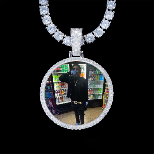 925S & VVS Moissanite 3D Circle Custom Picture Pendant