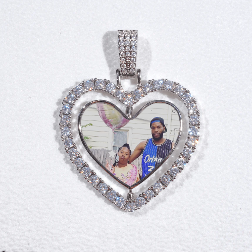 3D Spinning 2-Faced Heart Custom Picture Pendant