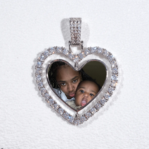 3D Spinning 2-Faced Heart Custom Picture Pendant
