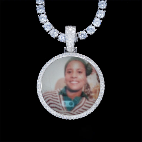 925S & VVS Moissanite 3D Circle Custom Picture Pendant