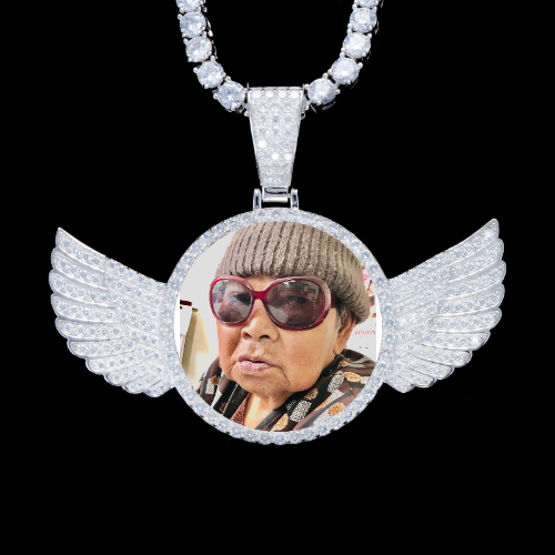 925S & VVS Moissanite 3D Wing Custom Picture Pendant