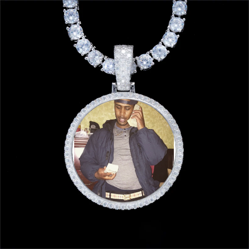 925S & VVS Moissanite 3D Circle Custom Picture Pendant