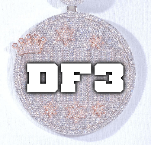 CUSTOM LETTER NECKLACE 3D BIG CROWN DISC