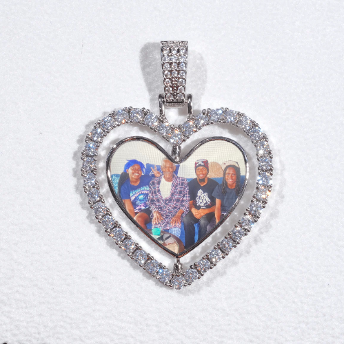 3D Spinning 2-Faced Heart Custom Picture Pendant