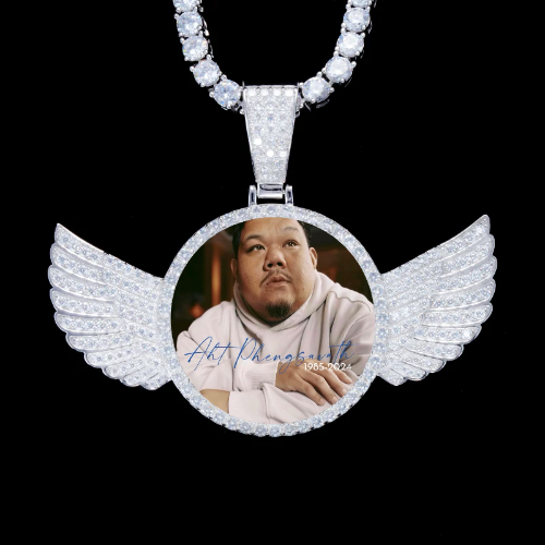 925S & VVS Moissanite 3D Wing Custom Picture Pendant