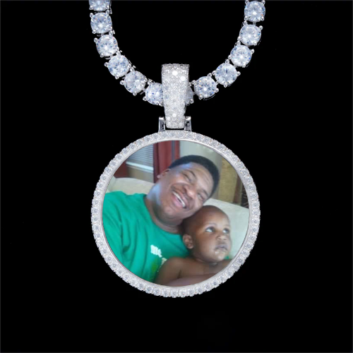 925S & VVS Moissanite 3D Circle Custom Picture Pendant