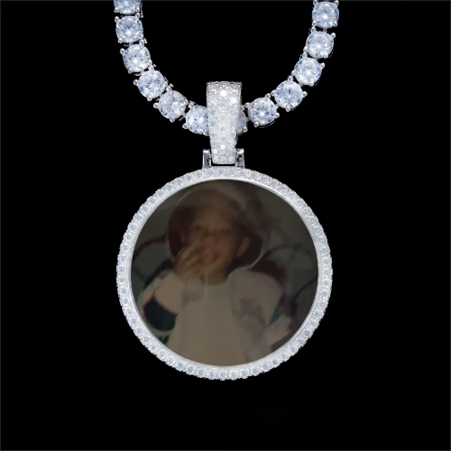 925S & VVS Moissanite 3D Circle Custom Picture Pendant