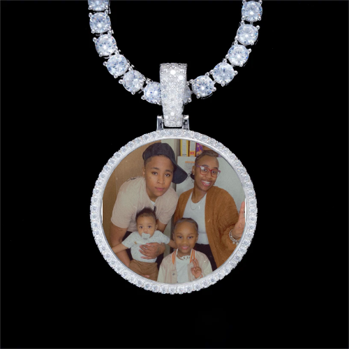 925S & VVS Moissanite 3D Circle Custom Picture Pendant
