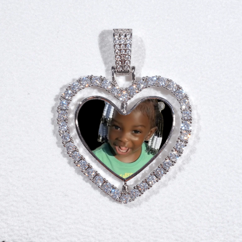 3D Spinning 2-Faced Heart Custom Picture Pendant