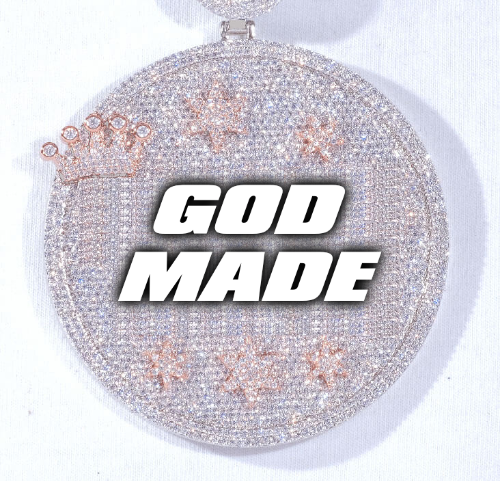 CUSTOM LETTER NECKLACE 3D BIG CROWN DISC