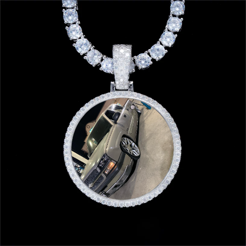 925S & VVS Moissanite 3D Circle Custom Picture Pendant