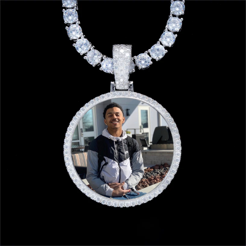 925S & VVS Moissanite 3D Circle Custom Picture Pendant