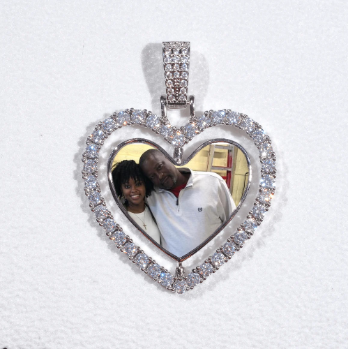 3D Spinning 2-Faced Heart Custom Picture Pendant